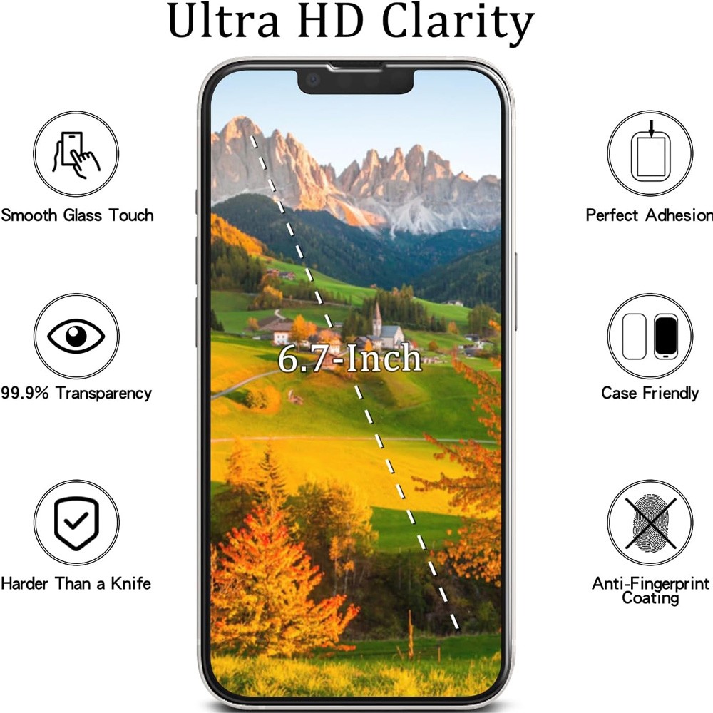 2pcs For Apple iPhone 13 Pro max Tempered Glass Screen Protector Anti Scratch