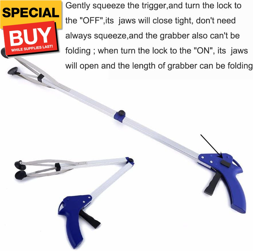 Reacher Grabber 32 Inch Extra Long Folding Reaching Claw Heavy Duty Mobility Aid