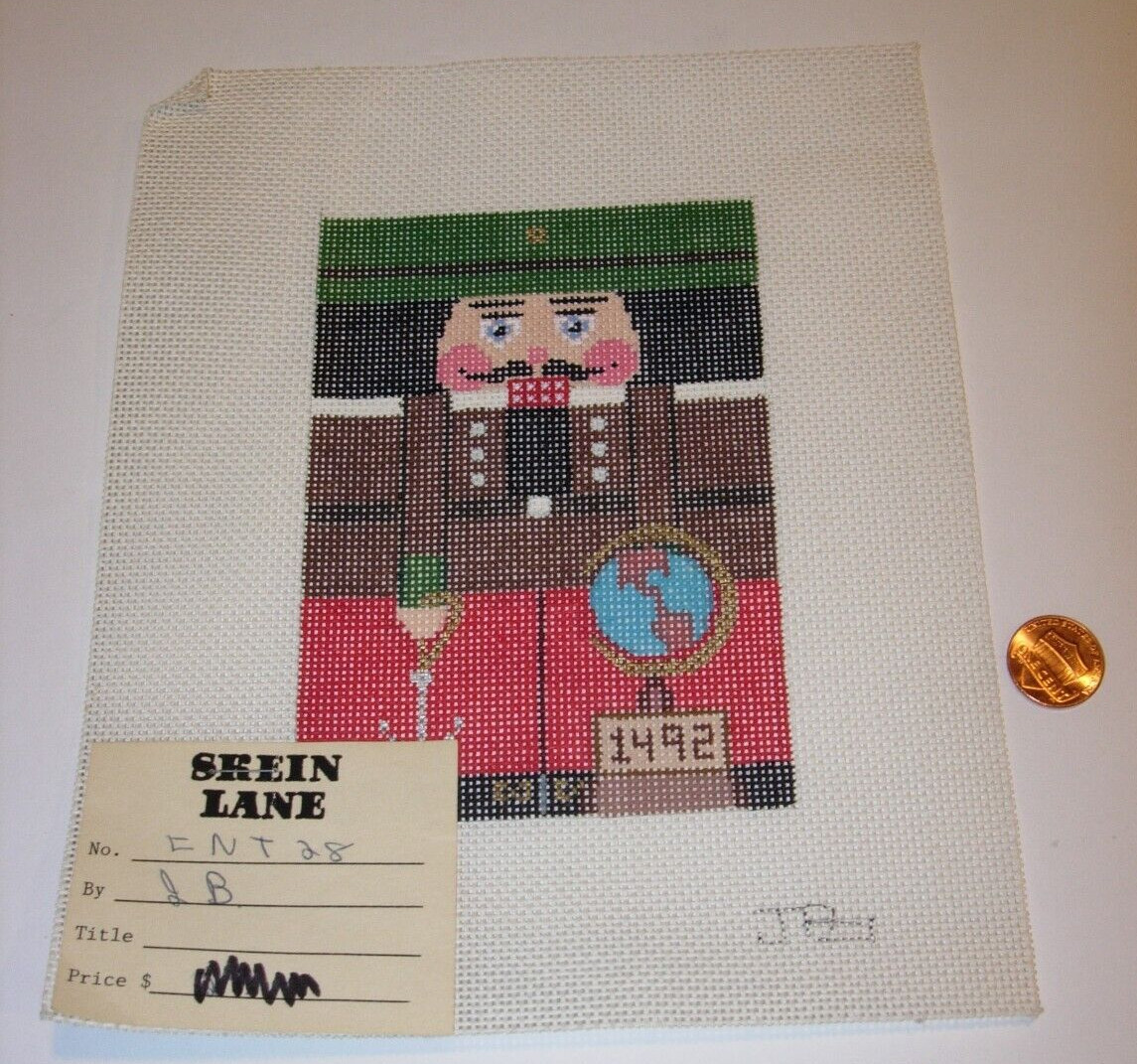 vintage Toy Soldier Nutcracker Needlepoint Canvas Hand painted JB columbus 7x 9
