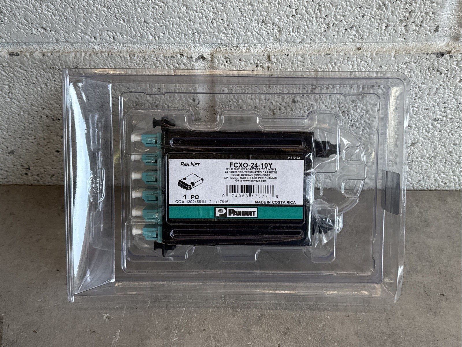 New Sealed - Panduit FCXO-24-10Y Fiber Optic Cassette – OM3 24-Fiber LC to MPO
