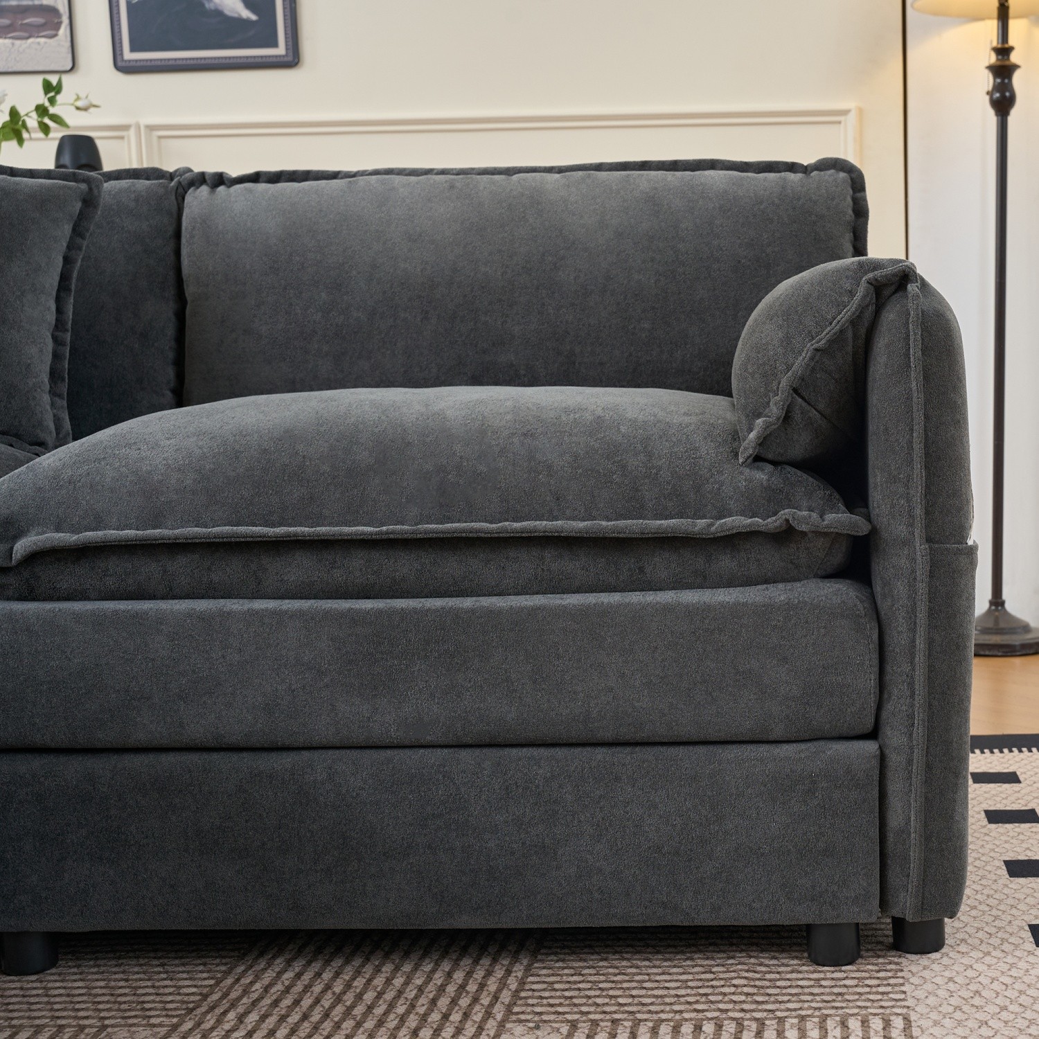 Modern Accent Chair Upholstered Single Sofa Armchair w/ Pillow for Living Room