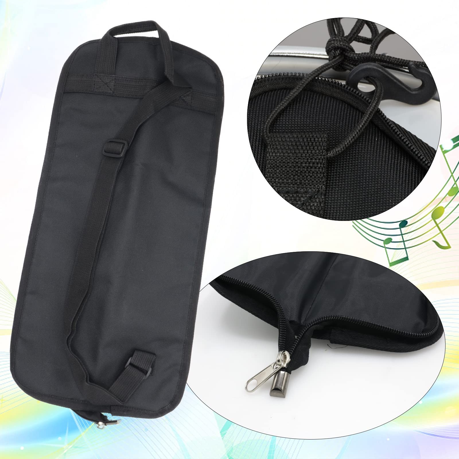 Portable Drumstick Bag - Small Storage Case With Hooks Inside for Drum Set Ma...