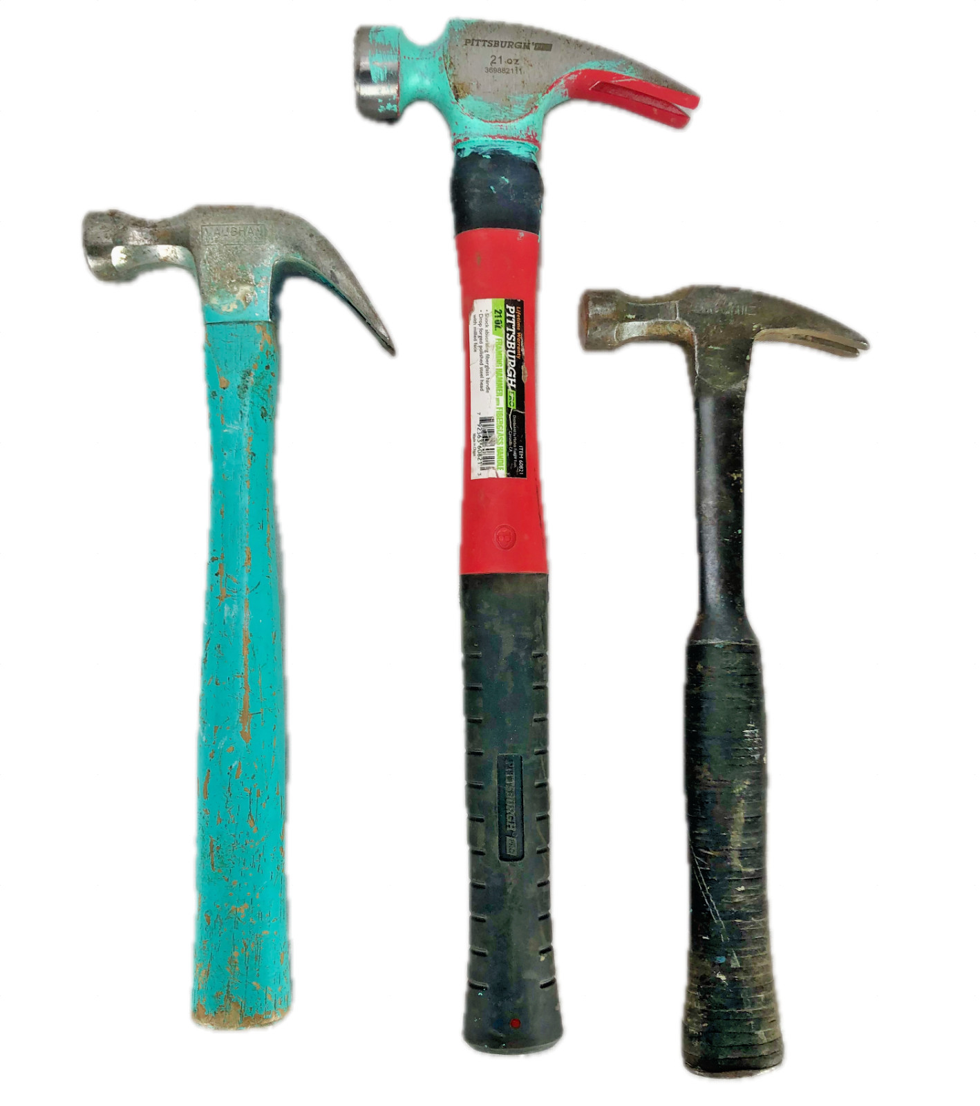 Vaughan V16 (2) & Pittsburgh 21oz Claw Carpenter Framing Hammers Vintage Wood