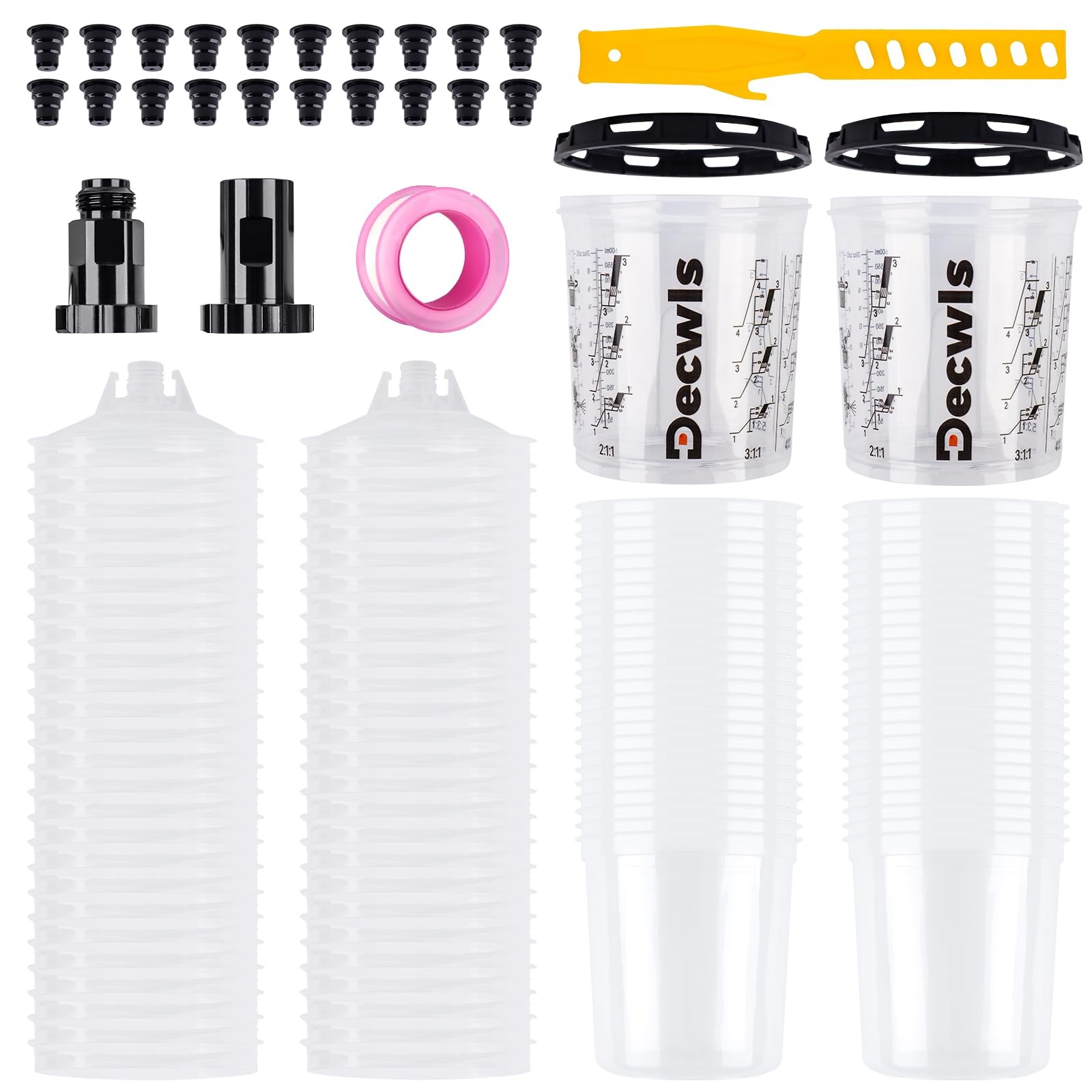 20 oz Disposable Paint Cups - 50 Pack with Lids & Accessories for Paint Guns