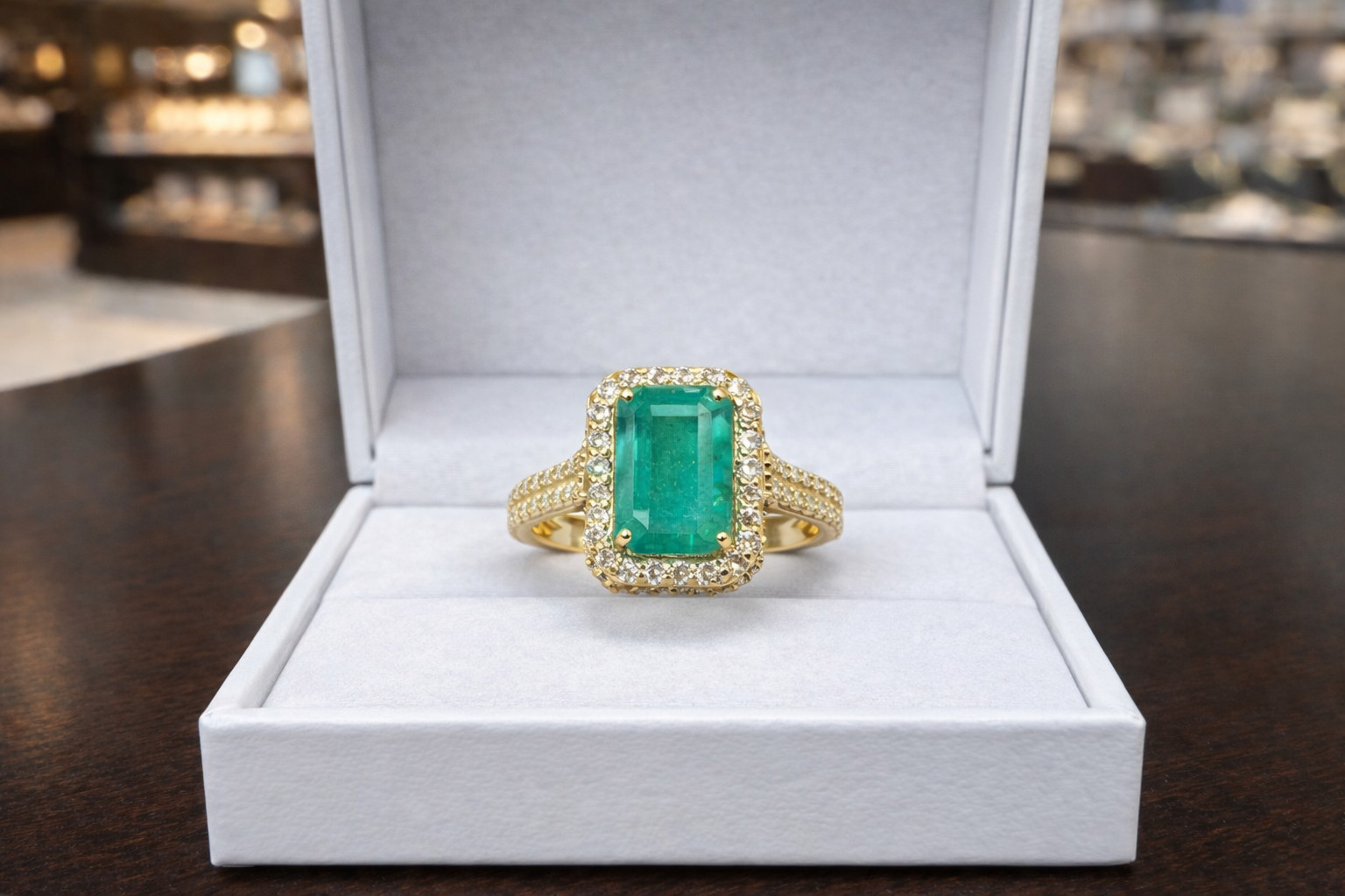 5.50 Ct Emerald Cut Natural Emerald Diamond Wedding Ring 14k Yellow Gold Size 7