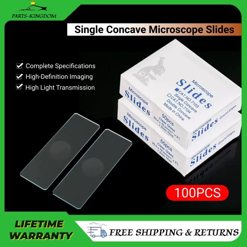 100x Single Concave Microscope Slides Pre-Cleaned Clear Glass Slides 25.4x76.2mm