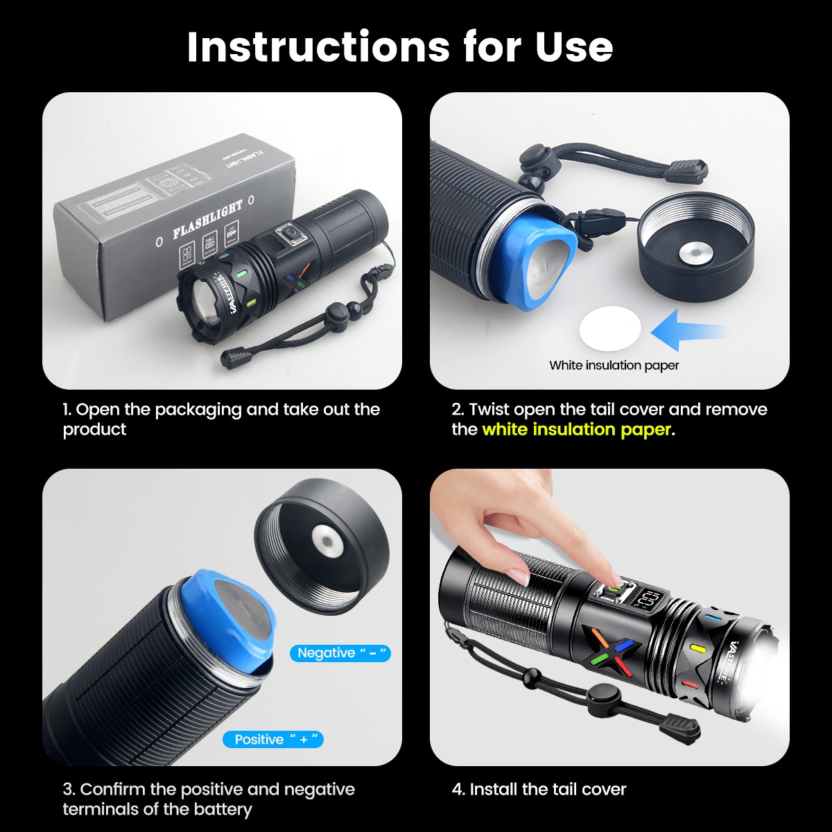 Long Range White Laser LED Flashlight Torch USB Charging Light Telescopic Zoom