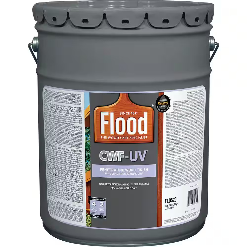 Flood Clear UV Based Exterior Wood Finish for Fences Decks Siding Stain 5 Gallon