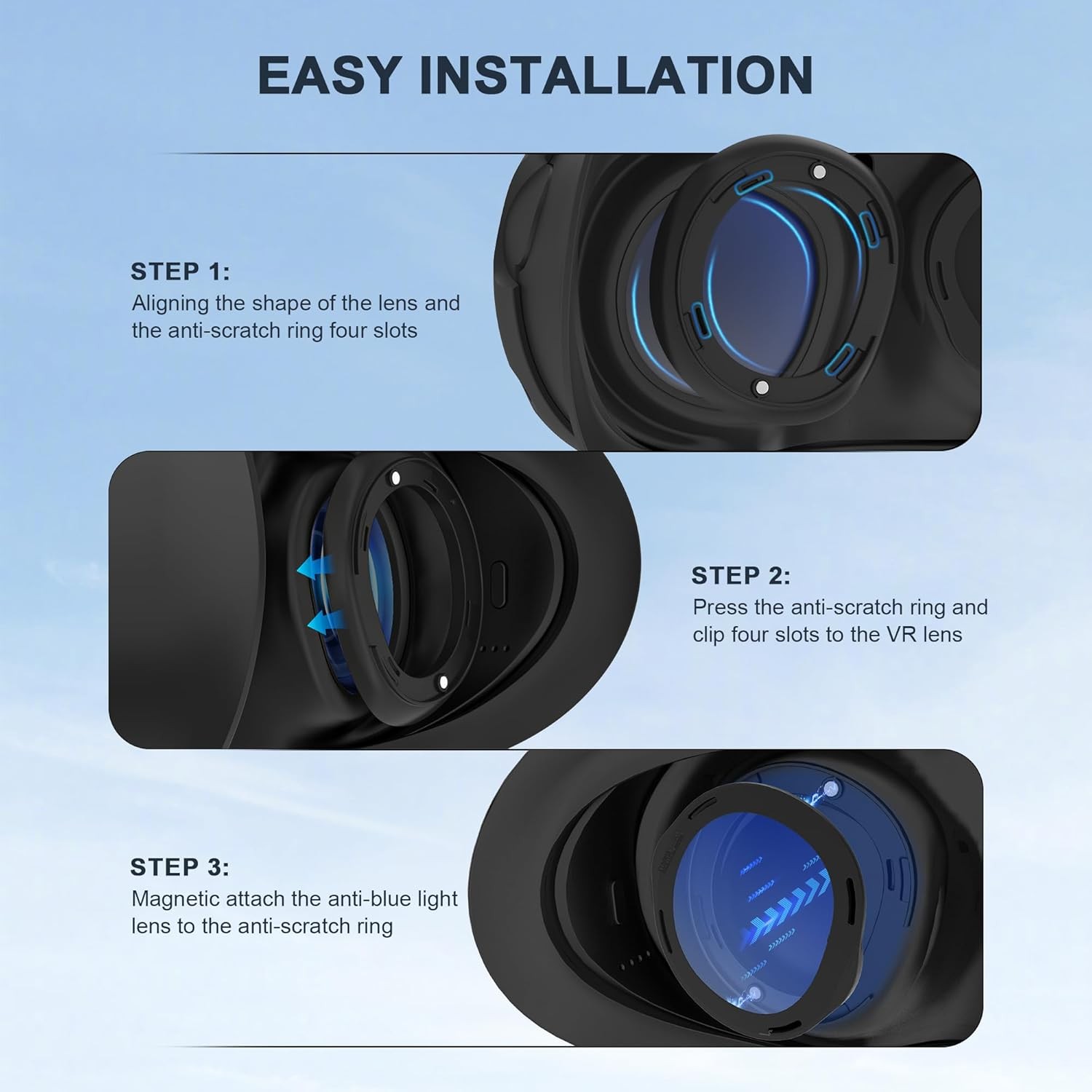 Glasses Spacer Protector for Meta Quest 3 Blue Light Blocking Lens Cover Set