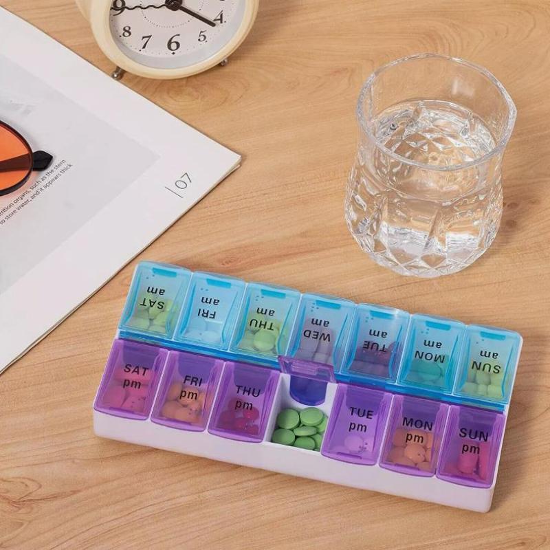 2 Pack Weekly Pill Box Organizer Twice a Day 7 day AMPM Organizer Case Medicine