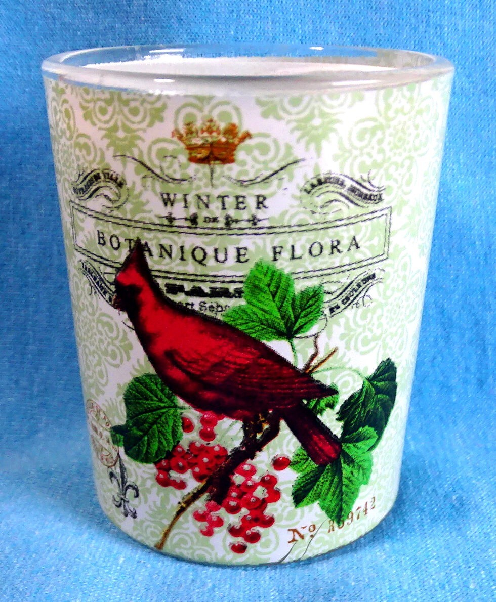 Botanique Flora Winter Cardinal Bird Shot Glass Large Shooter 2-1/2" Jigger