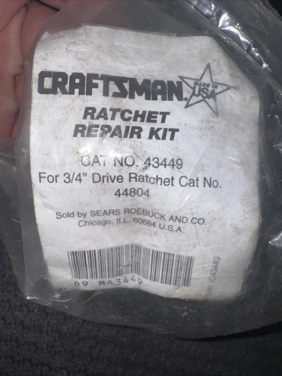 Sears Craftsman USA Nos 3/4” Drive Ratchet Repair Kit 43449 For 44804 Only