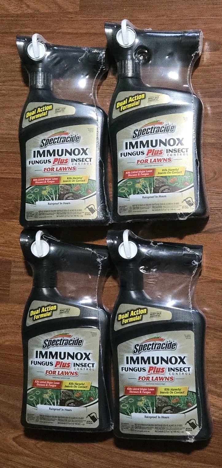 LOT OF FOUR Spectracide Immunox Fungus Plus INSECT CONTROL for LAWNS hose-attach