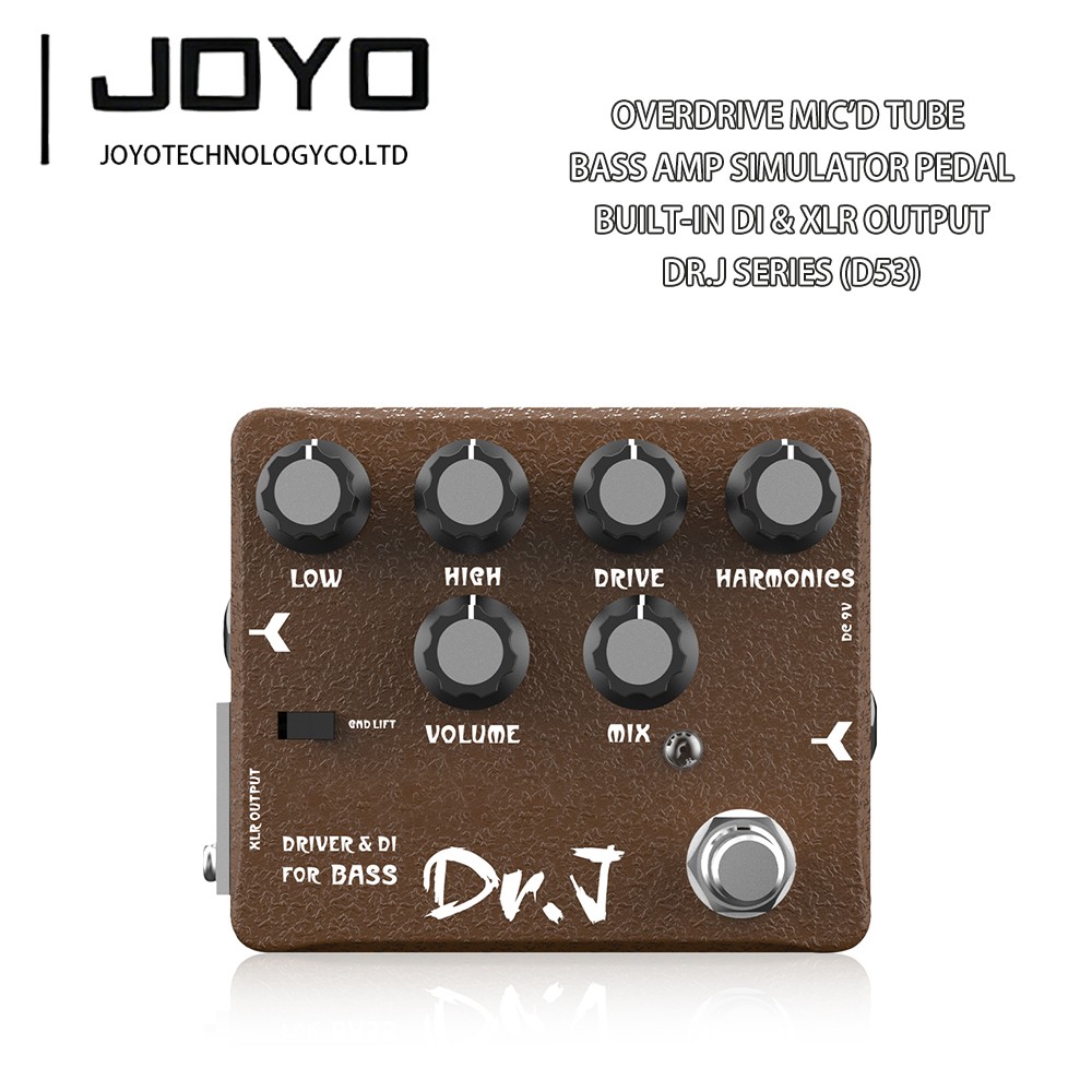 JOYO Overdrive Mic'd Tube Bass Amp Simulator Pedal Built-in DI&XLR for Recording