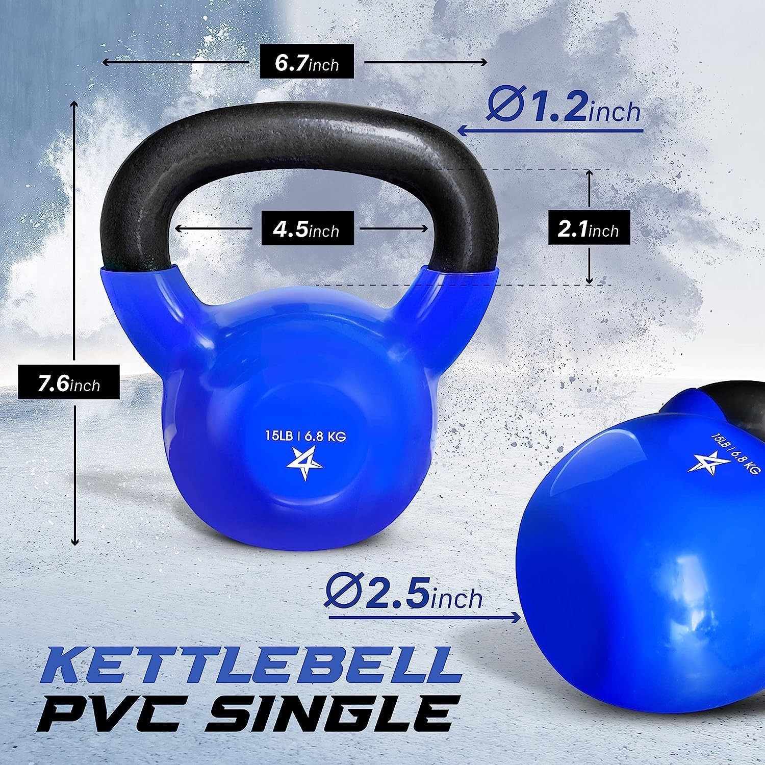 Kettlebell, 5-100 LB Vinyl Coated Cast Iron Strength Training Kettlebells for...