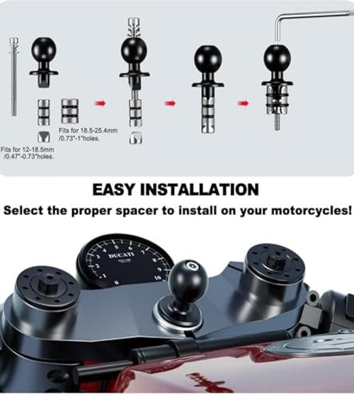 Motorcycle Fork Stem Phone Mount with Vibration Dampener, Adjustable Heavy