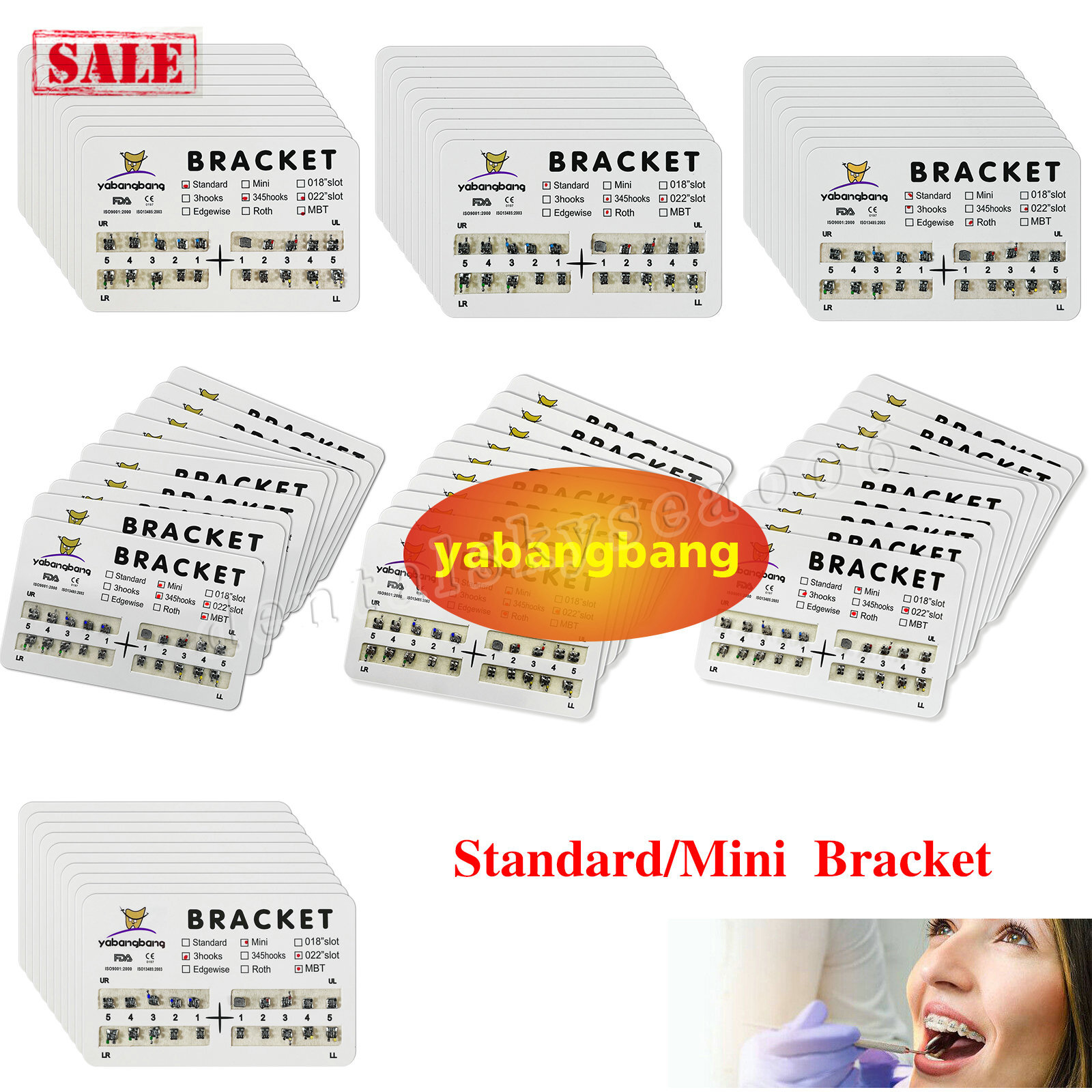 Sale Orthodontic Metal Brackets Braces SStandard Mini Slot.022 No/3 /345 Hooks