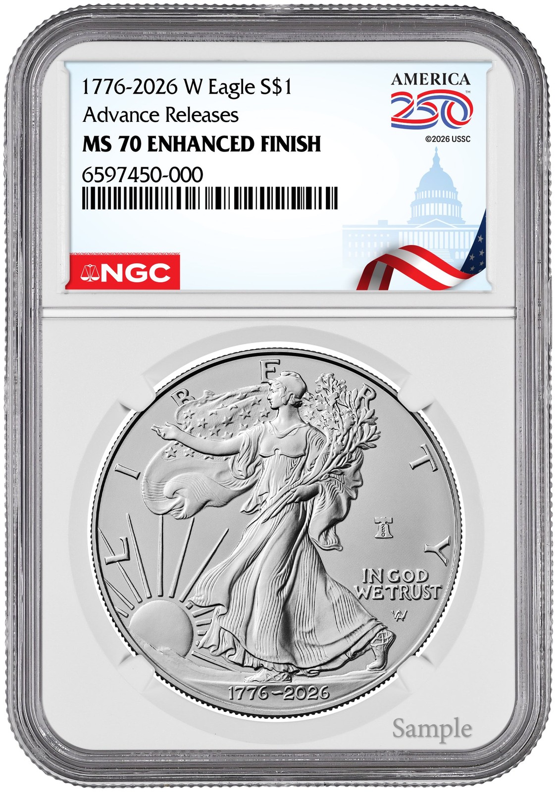 2026-W Enhanced Silver Eagle 250 Advanced Releases NGC MS70 (1776-2026) Congress