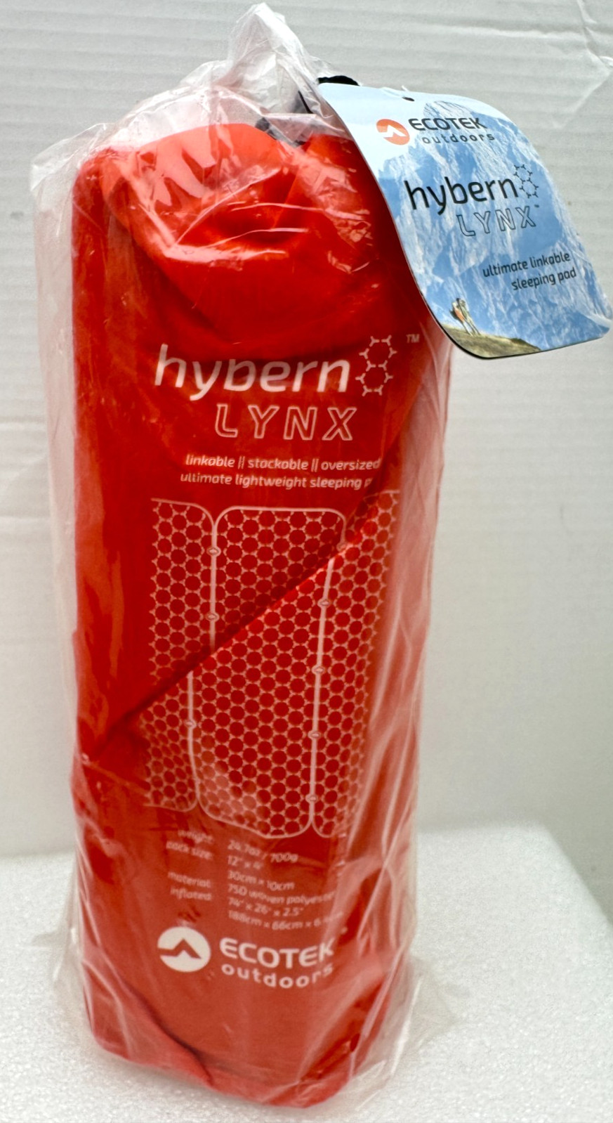 Hybern8 LYNX twin XL Inflatable linkable camping Sleeping Pad by EcoTek ORANGE