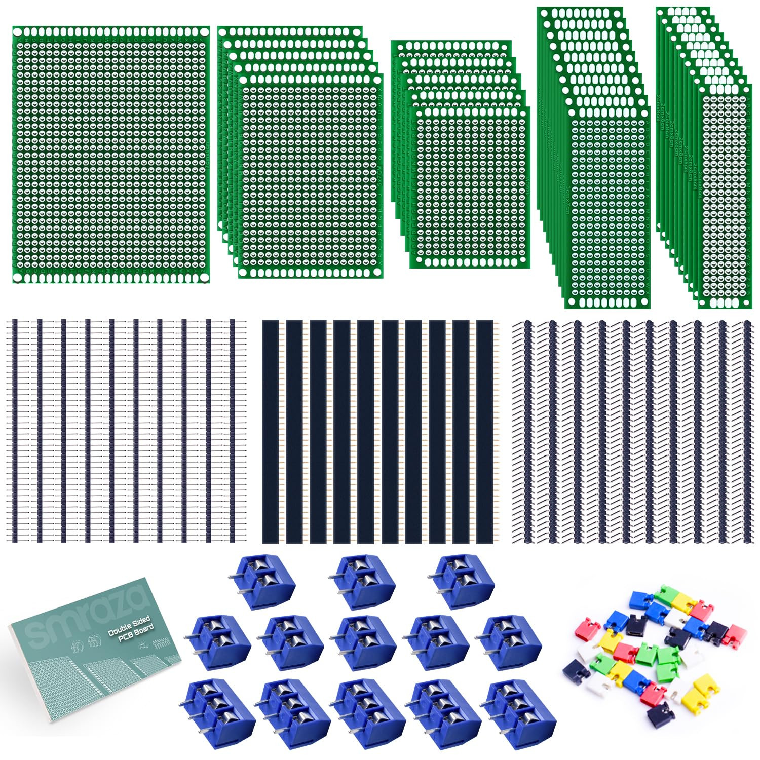 104Pcs Double Sided PCB Board Kit, Prototype Boards for DIY Soldering