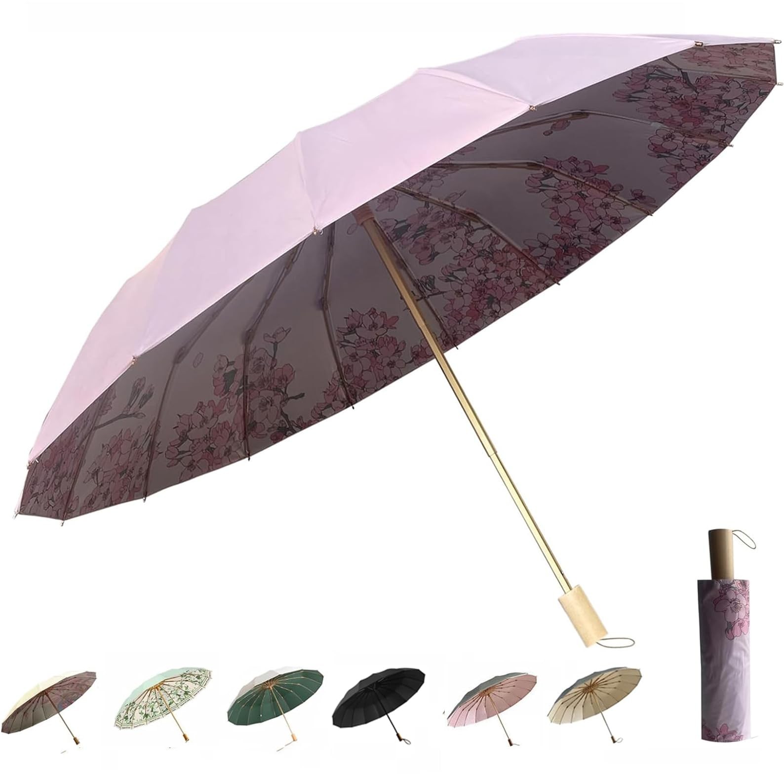 Folding umbrellas for rain and sun UPF 50+ UV Protection Windproof Free Shipping