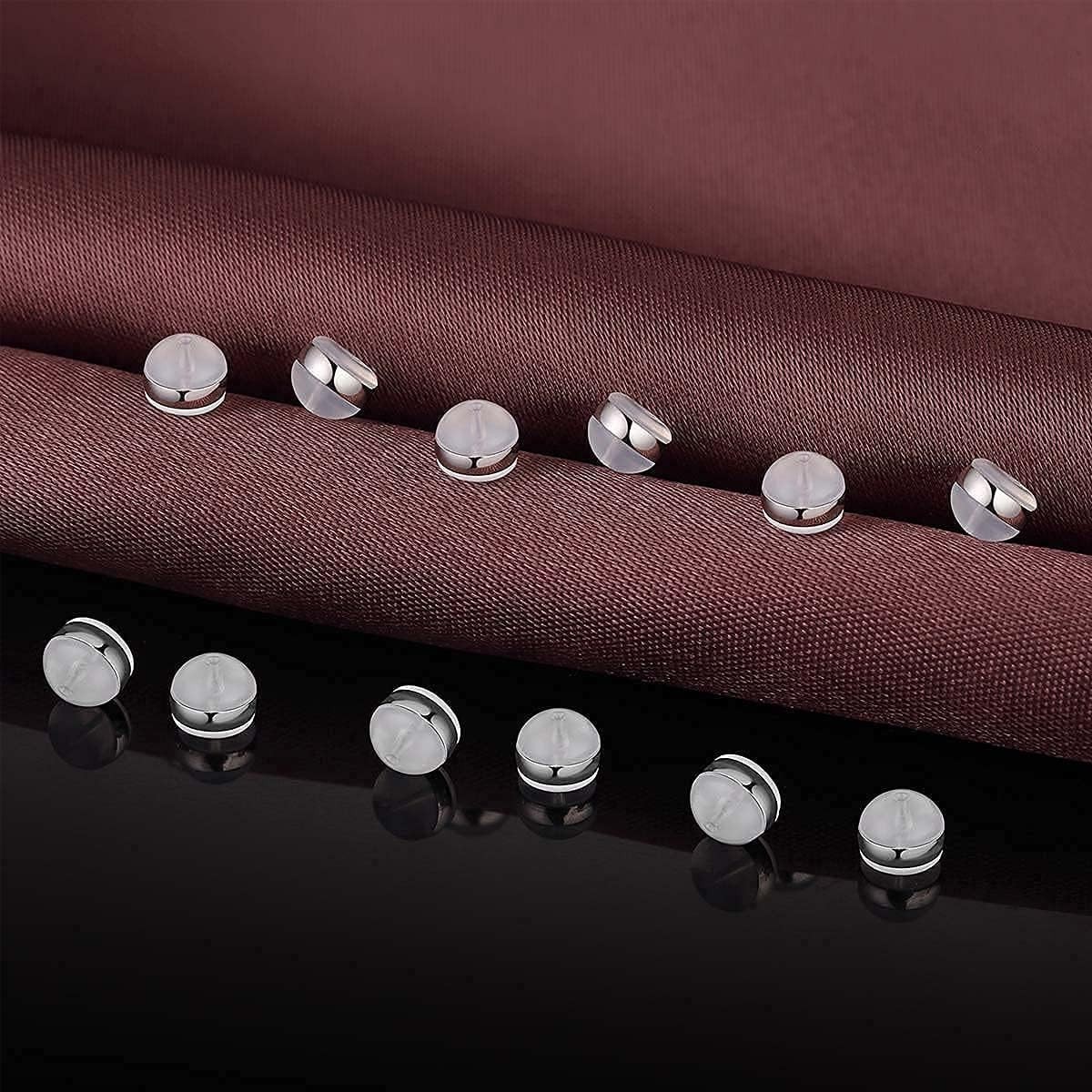 DELECOE 12pcs White Gold Soft Silicone Earring Backs for Studs Silver Belt