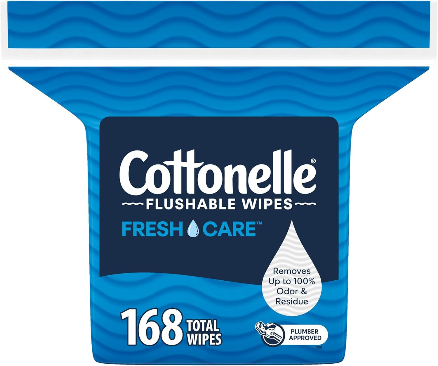 Fresh Care Flushable Wet Wipes, Adult Wet Wipes, 1 Refill Pack, 168 Wipes per Pa