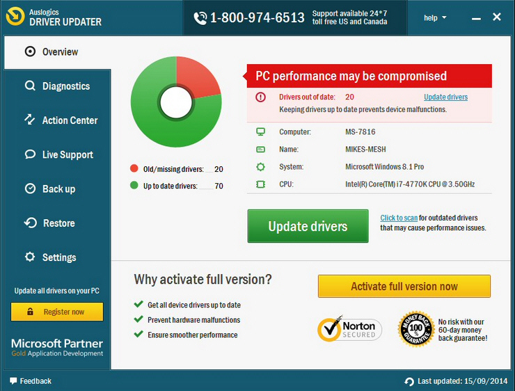 Auslogics Driver Updater Update all drivers on your PC  , PC  driver fix