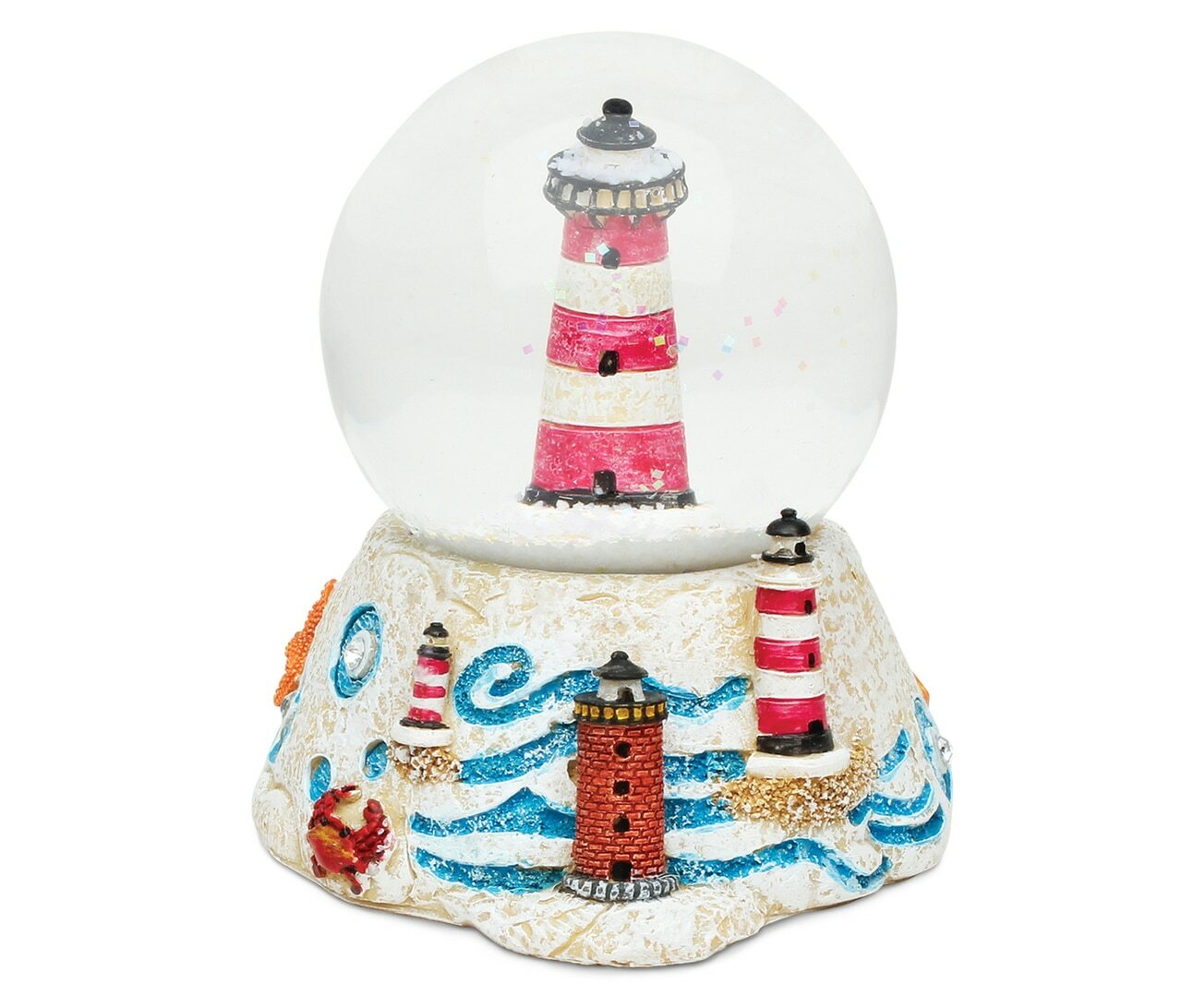 Puzzled Pink Stripes Lighthouse Snow Globe Resin Sailboat Brick Collection Ocean