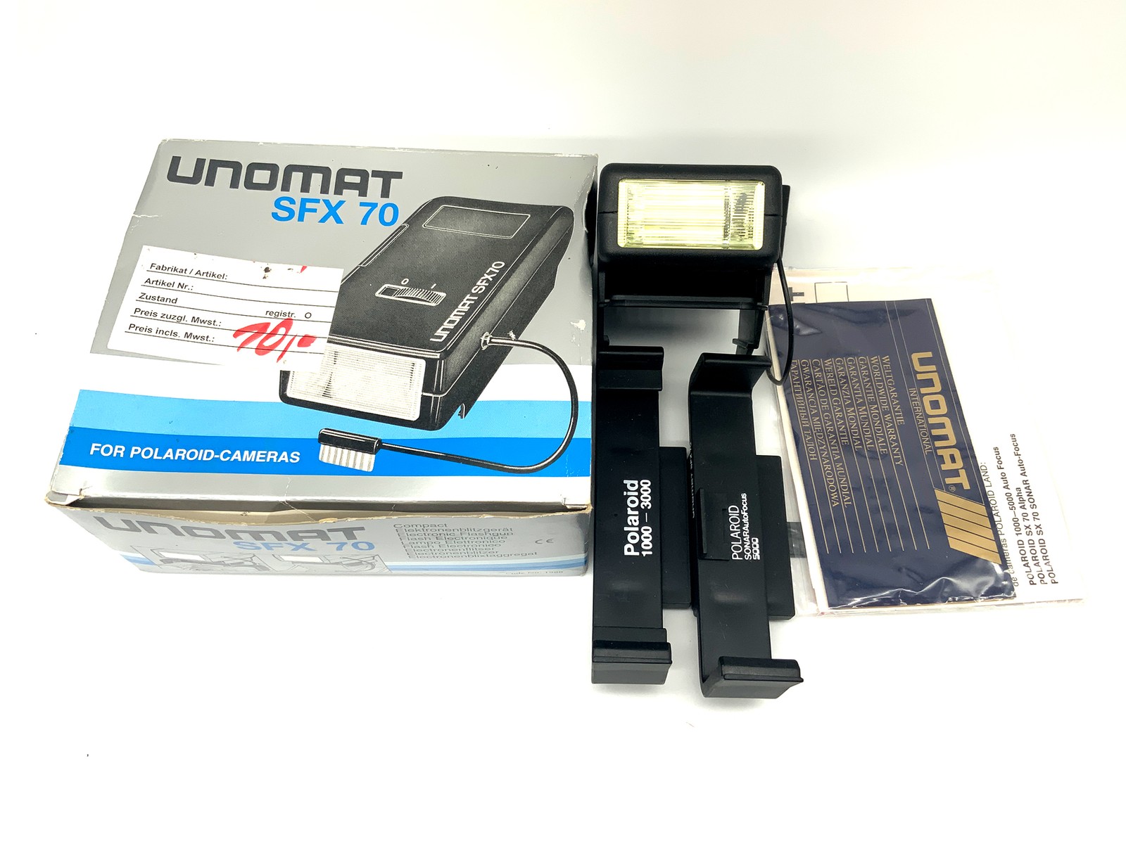 Unomat SFX 70 Flash Gun Blitzgerät For Polaroid Camera In Original Packaging