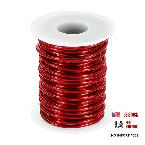 0 Gauge Aluminum Craft Wire 2.5mm 33ft Flexible Bendable 33ft x 2.5mm 1 Red