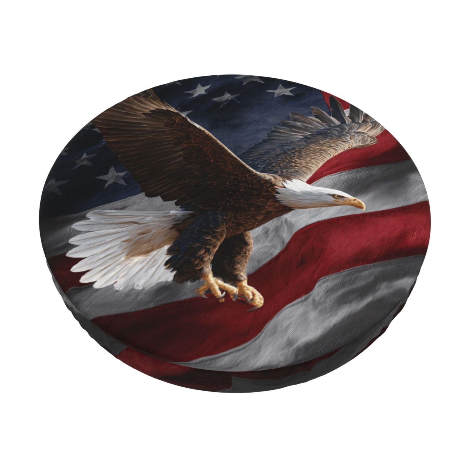 USA Eagle Flag Bar Stool Covers Round, Washable Chair Seat Slipcover 14 inch
