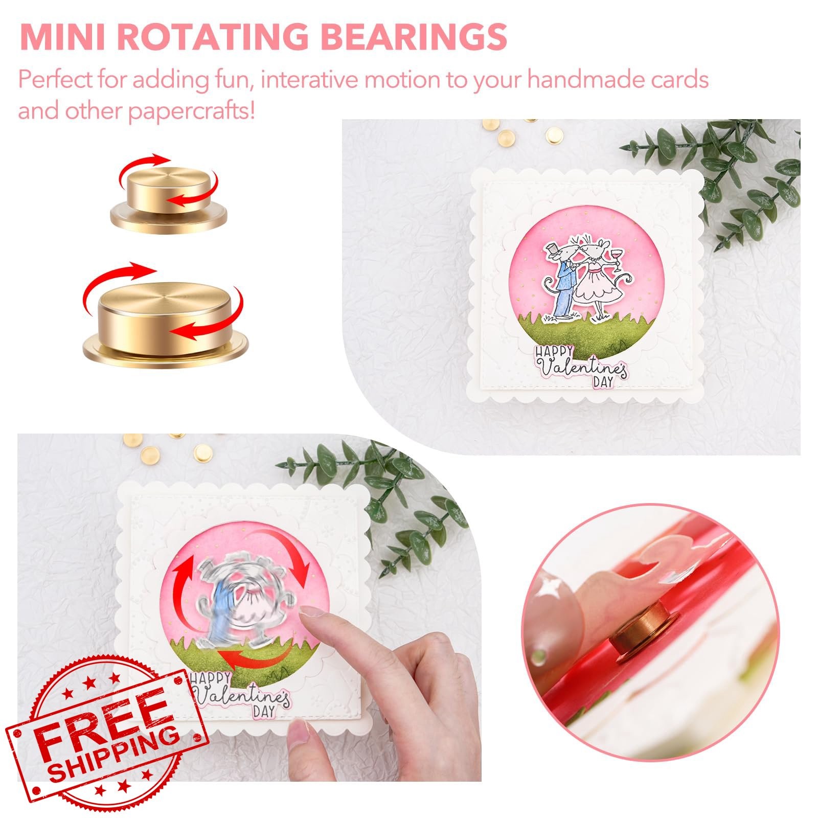 20pcs Mini Metal Rotating Bearings 360°Spin for Card Scrapbooking Crafts