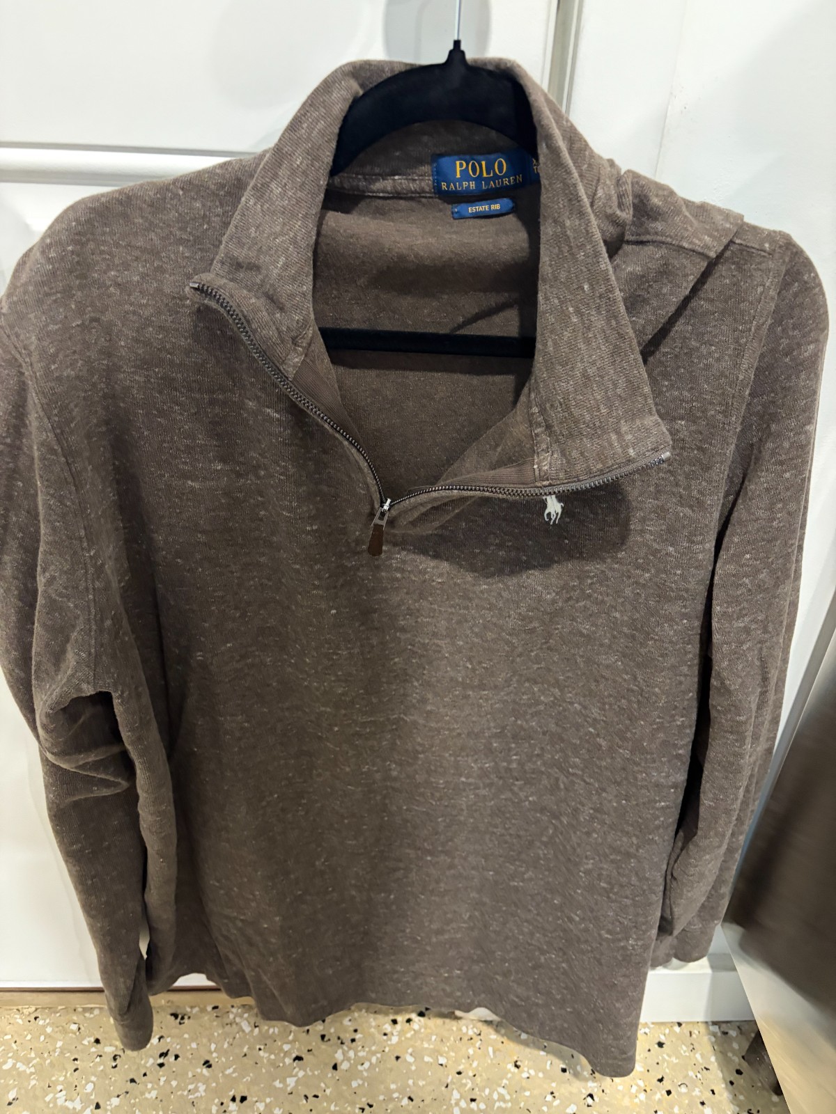 Polo Ralph Lauren Brown 1/4 Zip Mock Neck Sweater Men's Size XL Long Sleeve