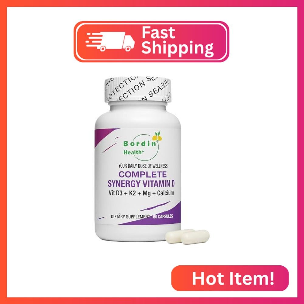 Complete Bone & Heart Support Vitamin D3 1000 IU + K2 MK7 with Magnesium & Calci
