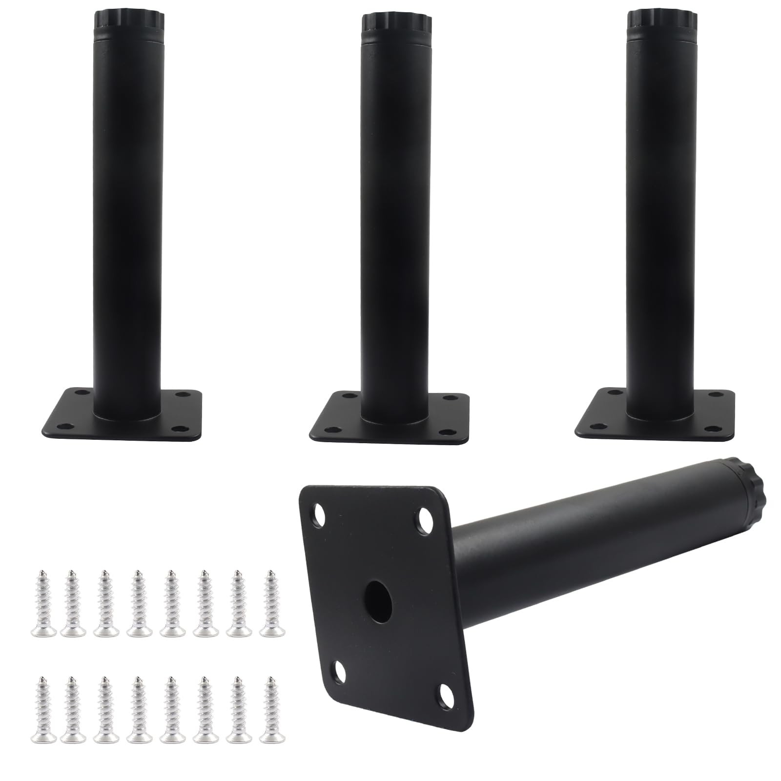 4 PCS 6 Inch/15cm Adjustable Black Metal Furniture Legs Cabinet Sofa Support