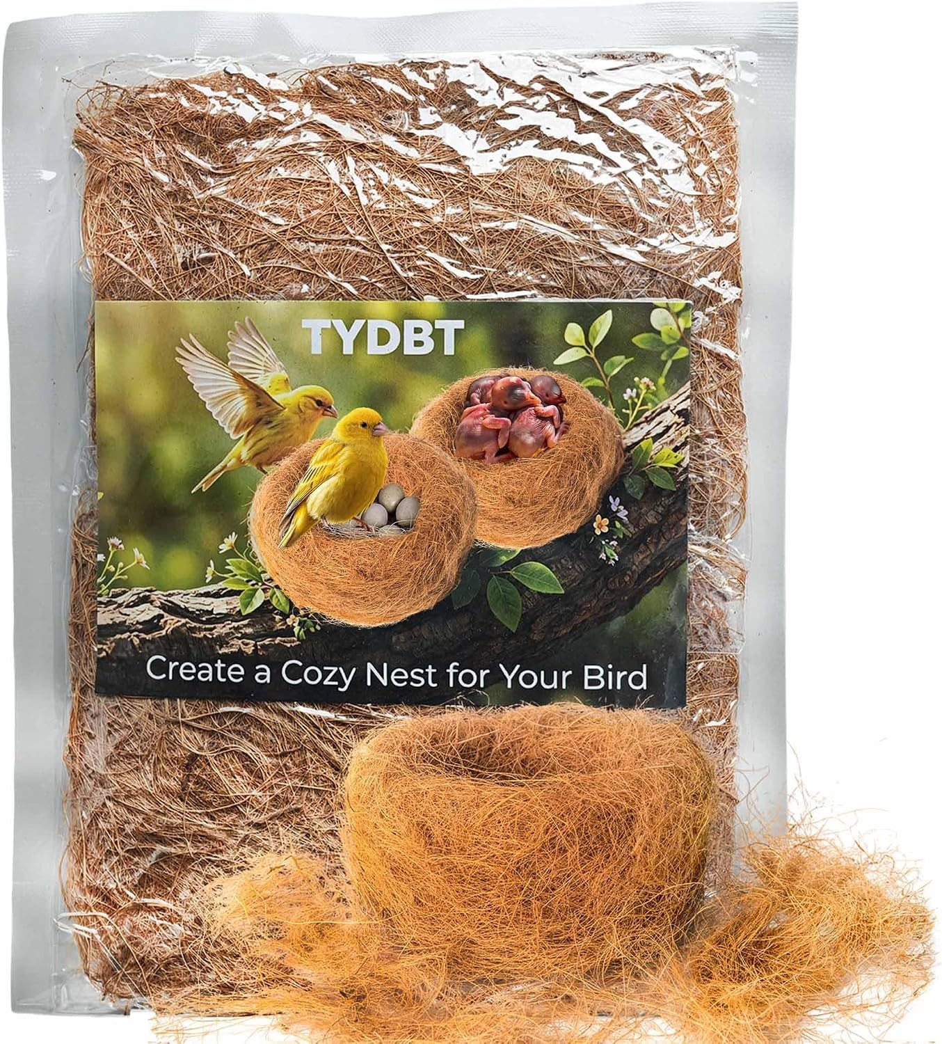 Bird Nesting Material,100% Natural Coconut Fiber Bird Nest Bedding, 3.7Oz，Safe&S