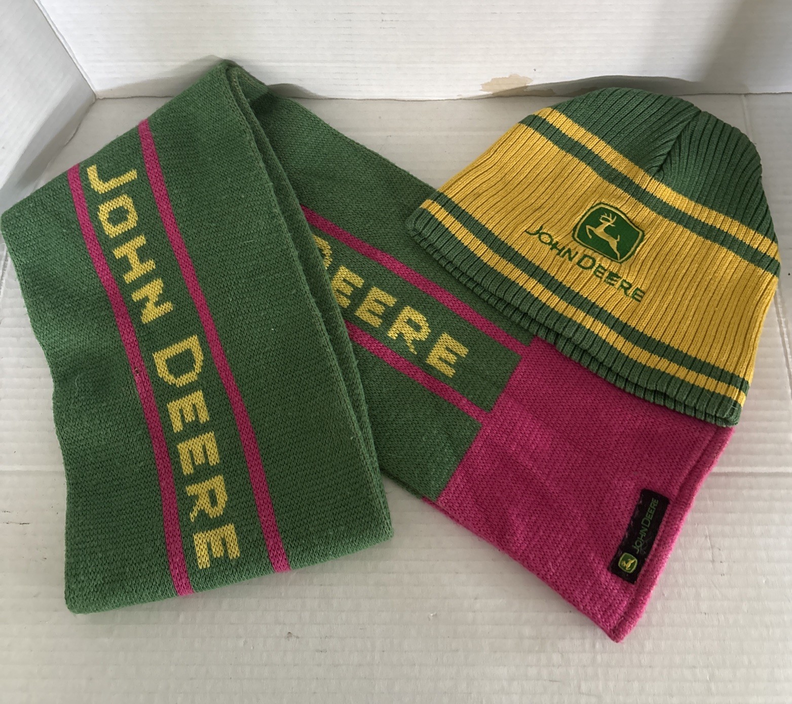 John Deere Beanie And Scarf. Vintage