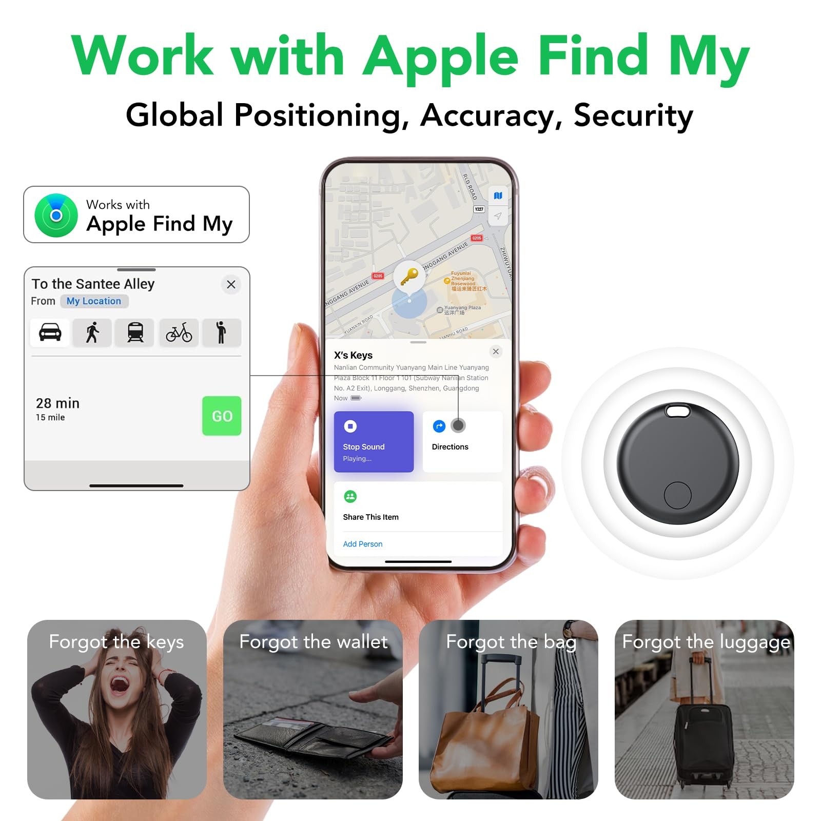 Air Tracker Tags-4 Pack: Smart Bluetooth Tracker, Item 4 coal blackening