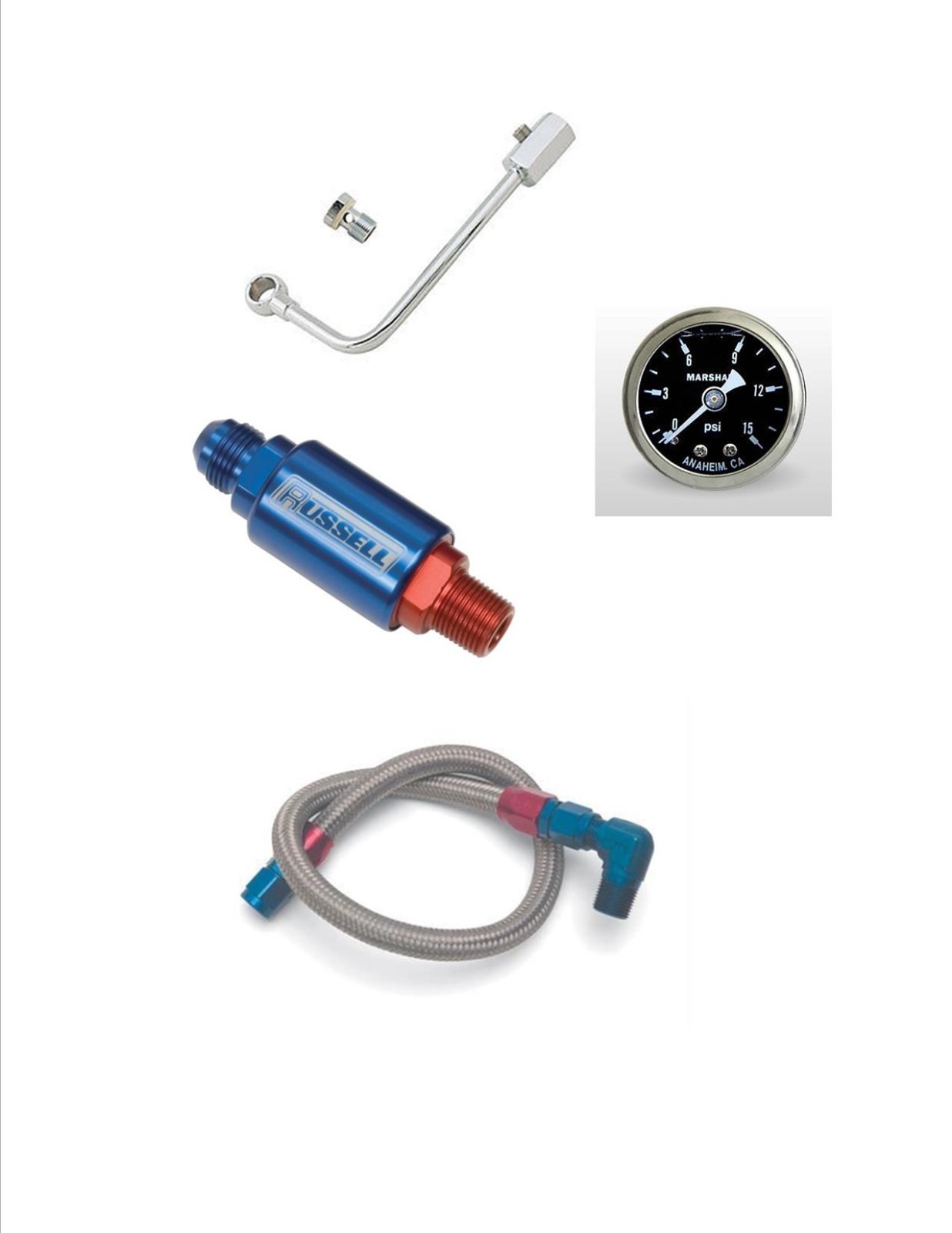Edelbrock 8134 Fuel Line Assembled Chevy SBC AMC Ford Fuel Pump to Carb Line