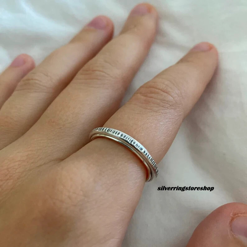 Spinning Ring, 925 Silver Ring, Anxiety Ring, Fidget Ring, Spinner Ring,All size