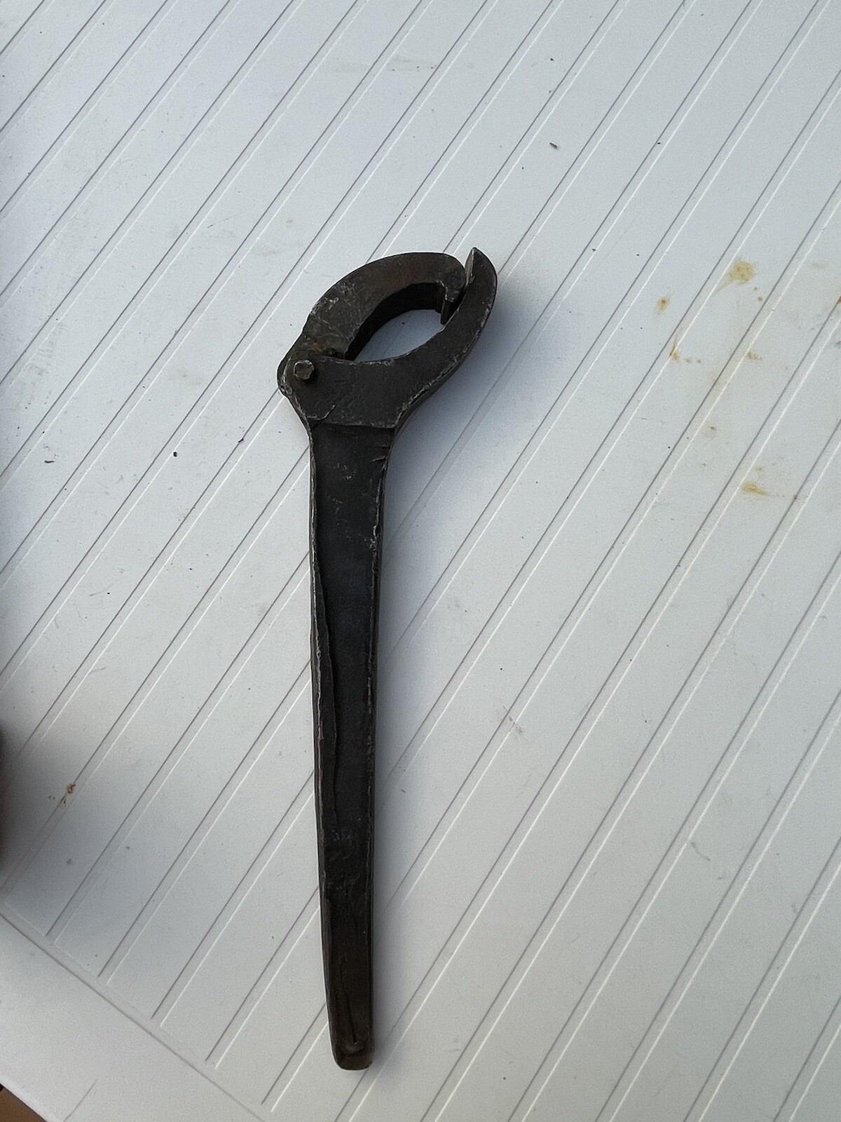 Antique Hand Forged Tools 15” Adjustable Hook Spanner Wrench Steampunk.