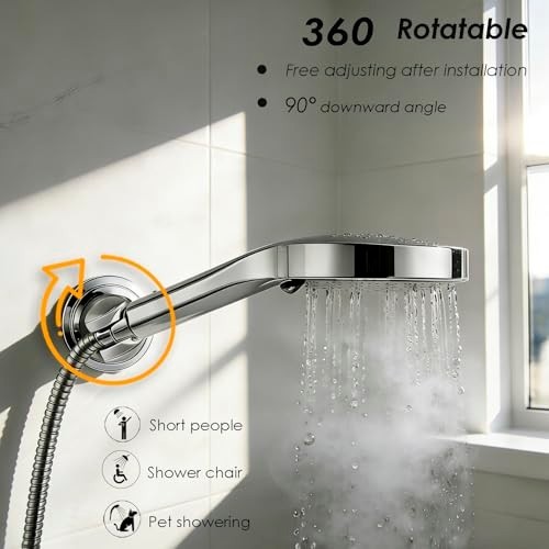 Handheld Shower Head Holder Suction Cup Wall Mount Adjustable 360 Degree