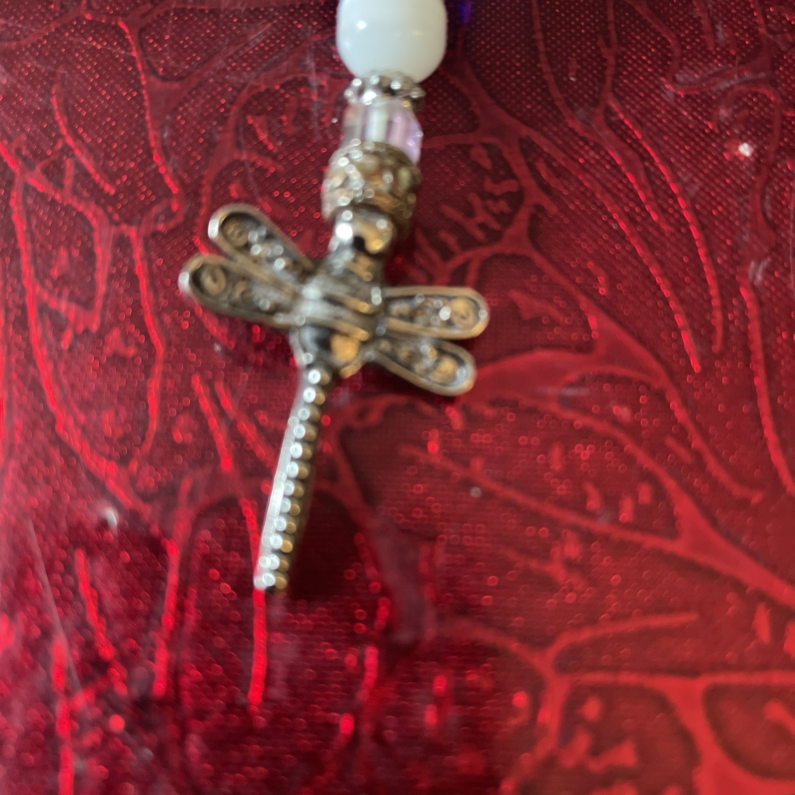 Dragonfly And Beads Key Ring