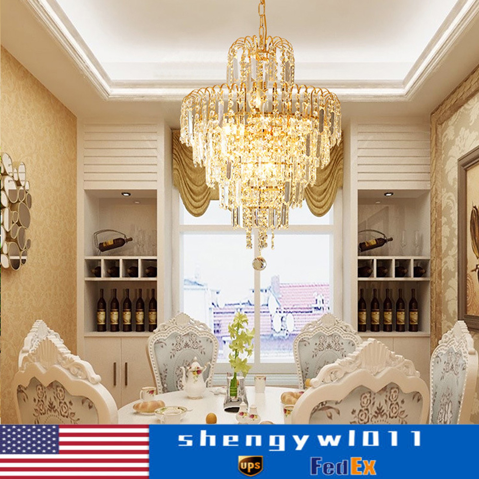 Elegant Modern Ceiling Light K9 Crystal Lamp Chandelier Pendant Lighting Fixture