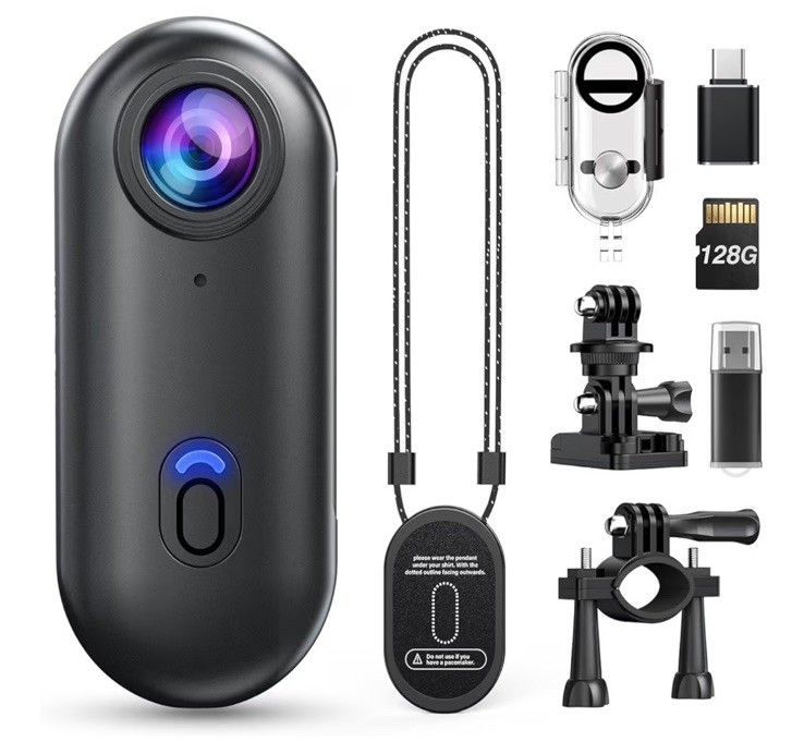 🔥4K Action Camera, 128GB Wearable Sports Camera with Waterproof Case, Magnetic