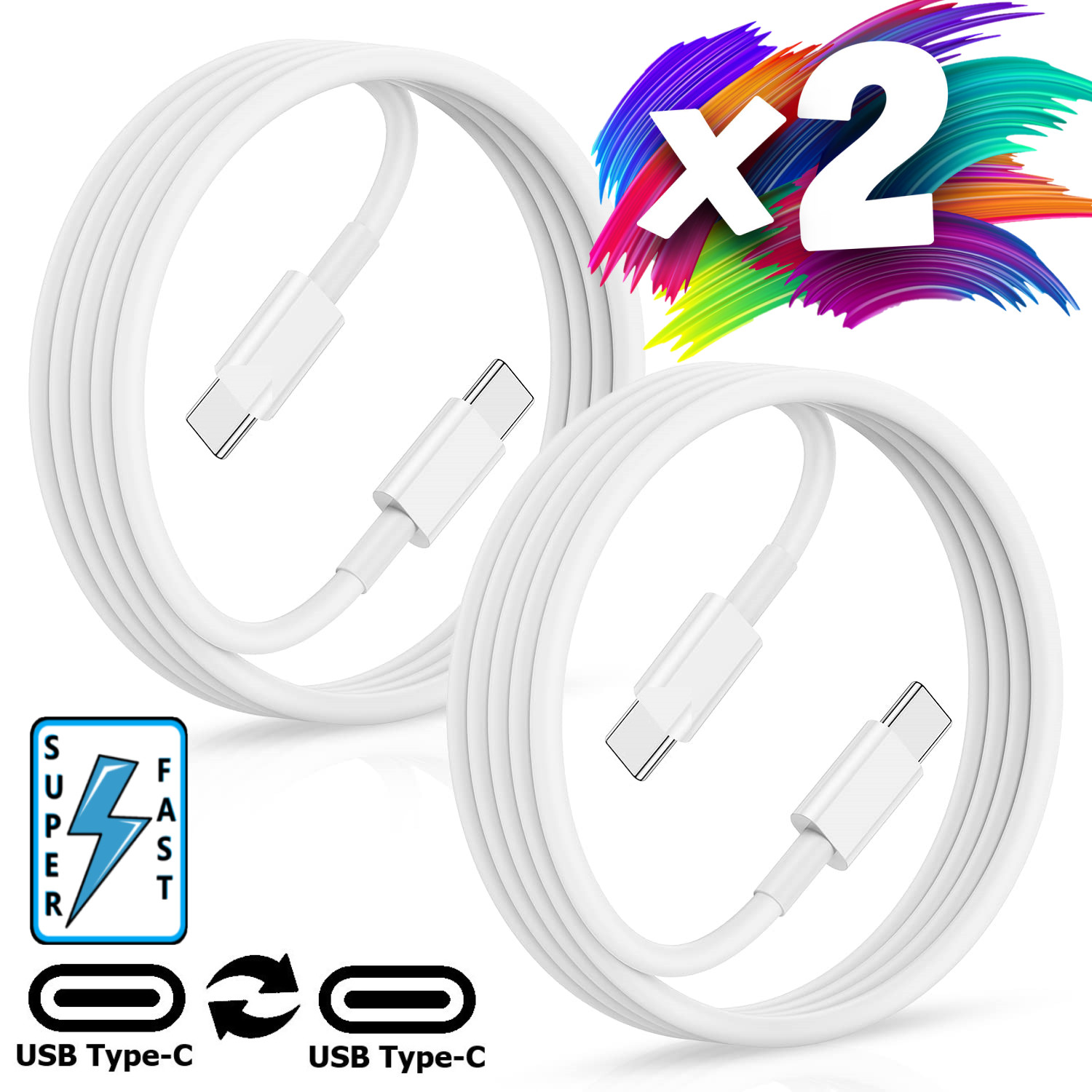 2 Pack USB C 6ft Super Fast Charge Cable Cord For Apple iPhone 15 16 17 Pro Max