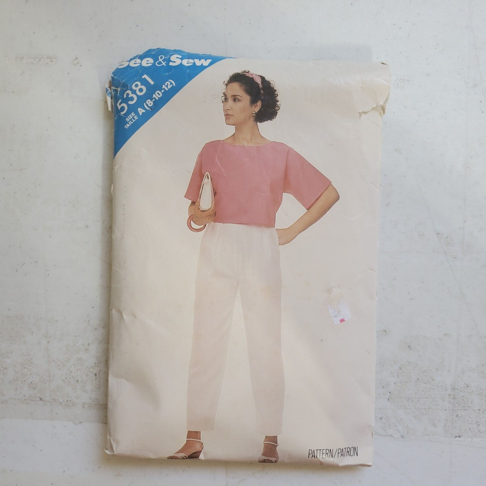 Vtg Butterick See Sew Pattern 5381 Pull-Over Top Pleated Pants Misses 8 CUT 1985