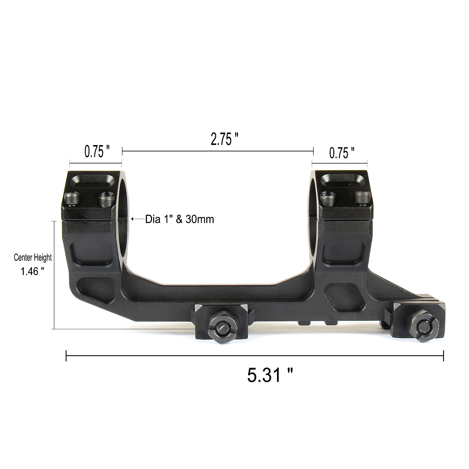 Slim Offset Cantilever Picatinny Weaver Scope Mounts 1"/30mm W Inserts
