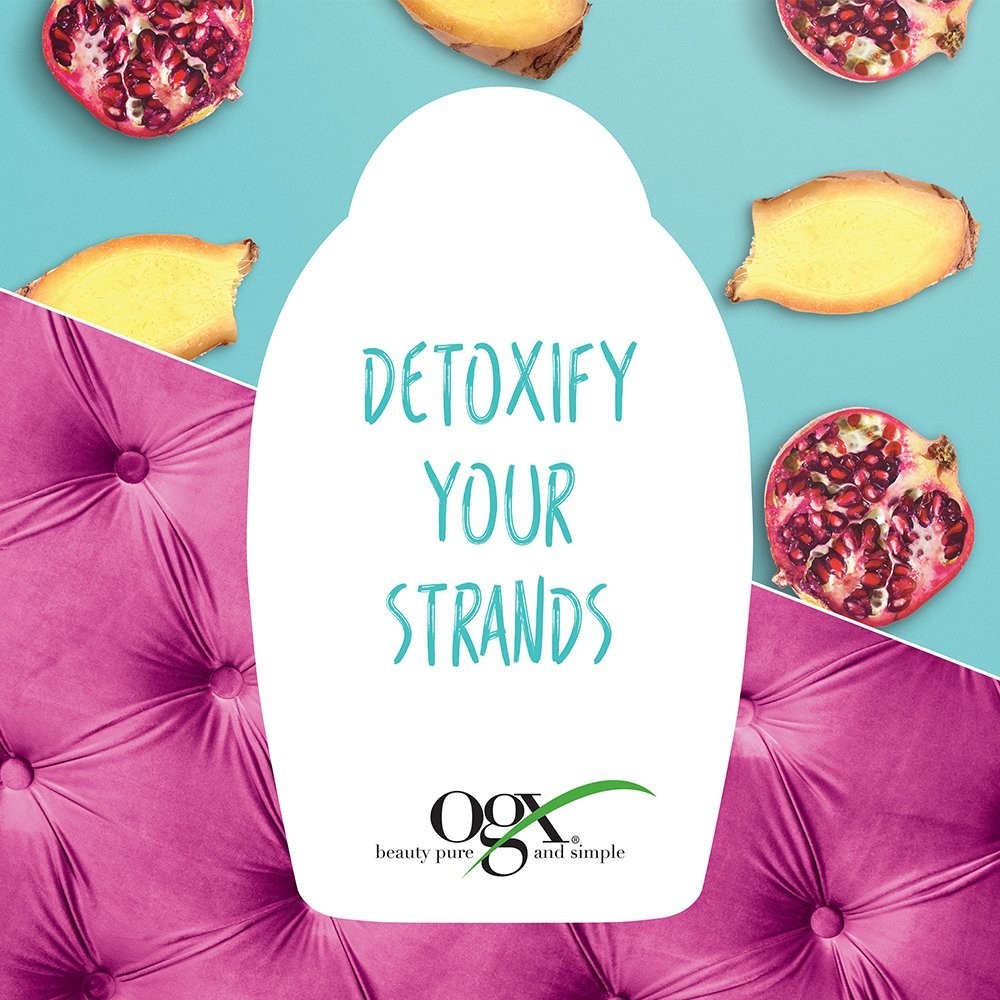 OGX Detoxifying Pomegranate & Ginger Shampoo, Sulfate Free - 13 fl oz